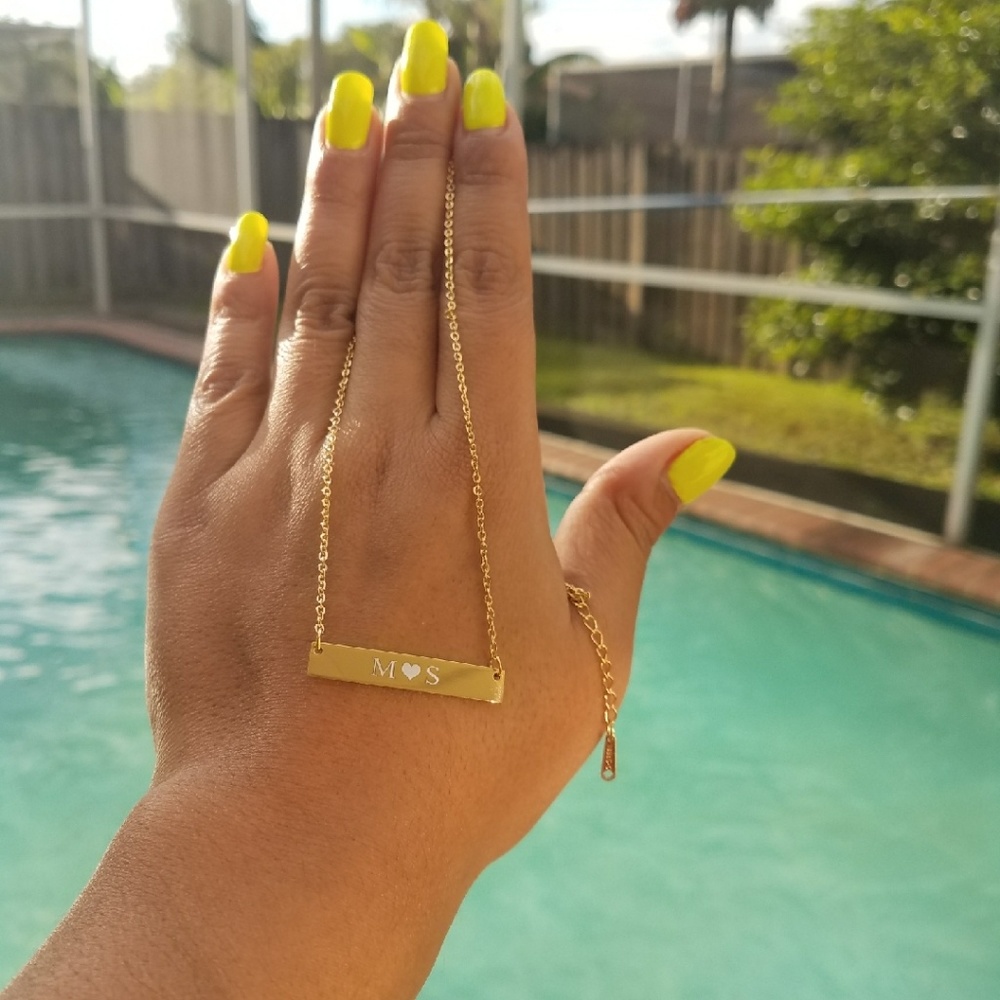 Personalized bar necklace engraved